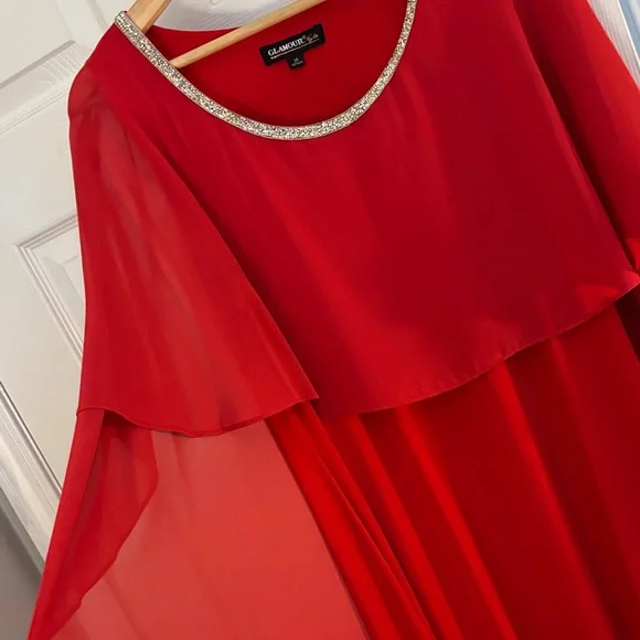 GLAMOUR Elegant Red Women's Maxi Dress - 14 - Picture 4 of 8